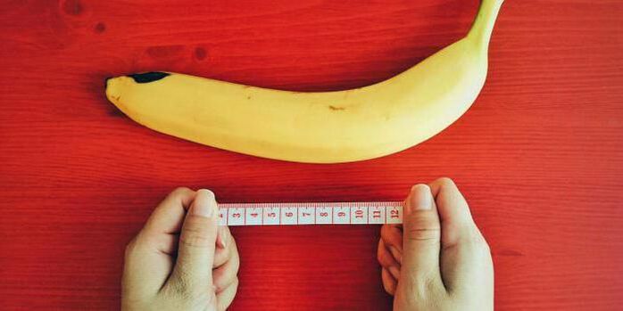 измерване на пениса преди уголемяване по примера на банан
